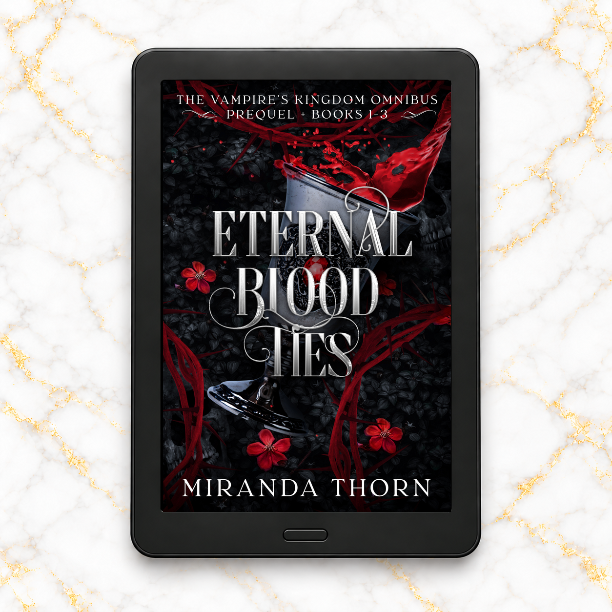 Eternal Blood Ties original cover displayed in an e-reader on marble